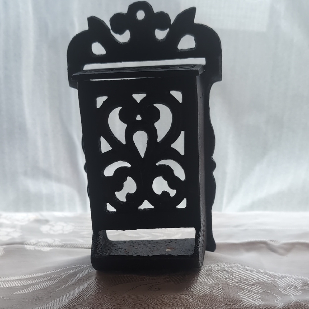 Black Ornate Candle Holder with Victorian Design